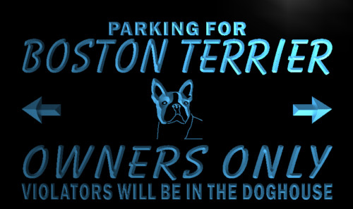 Boston Terrier Owners Parking Only Neon Sign